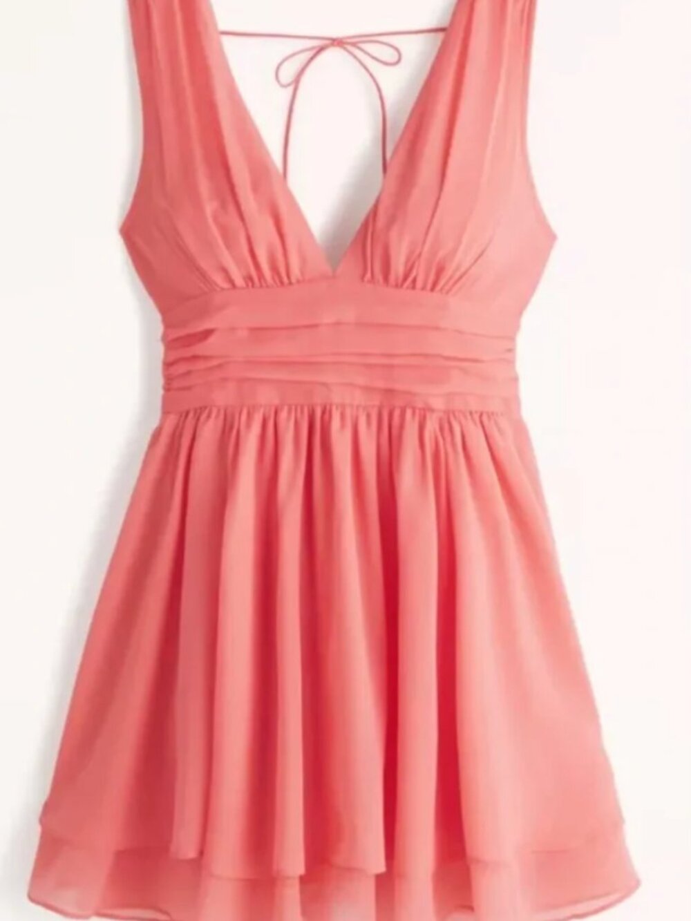 NWT Abercrombie Flirty Drama Plunge Mini Dress Coral Pink Orange XSP